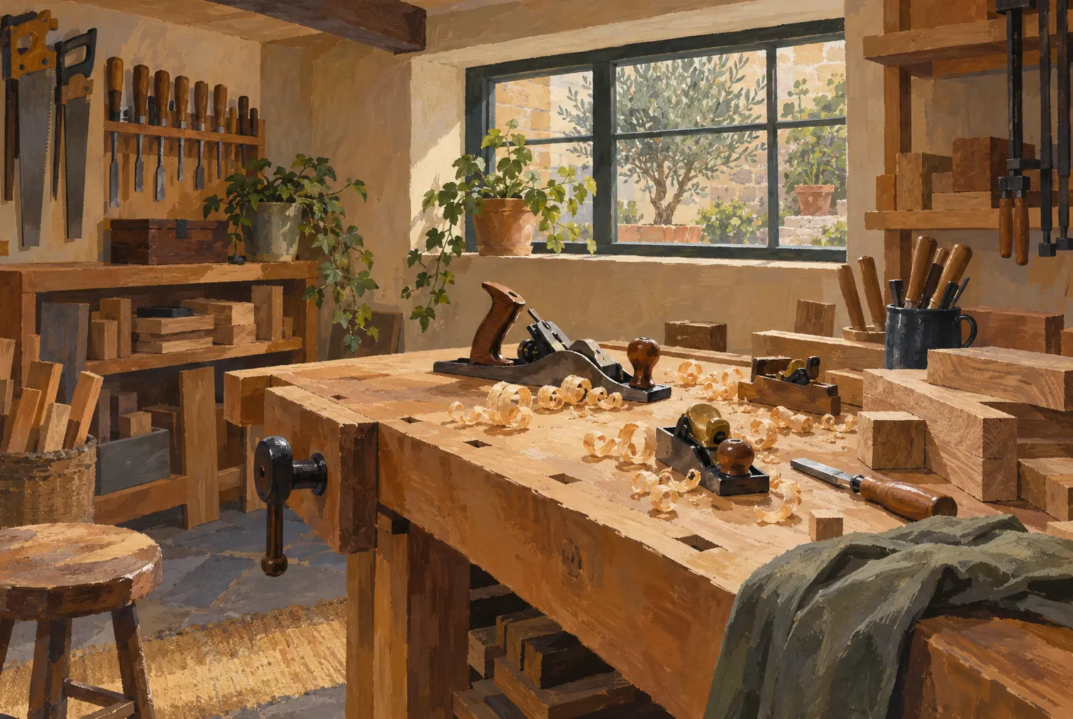 Illustration of woodworking businesses and their working space